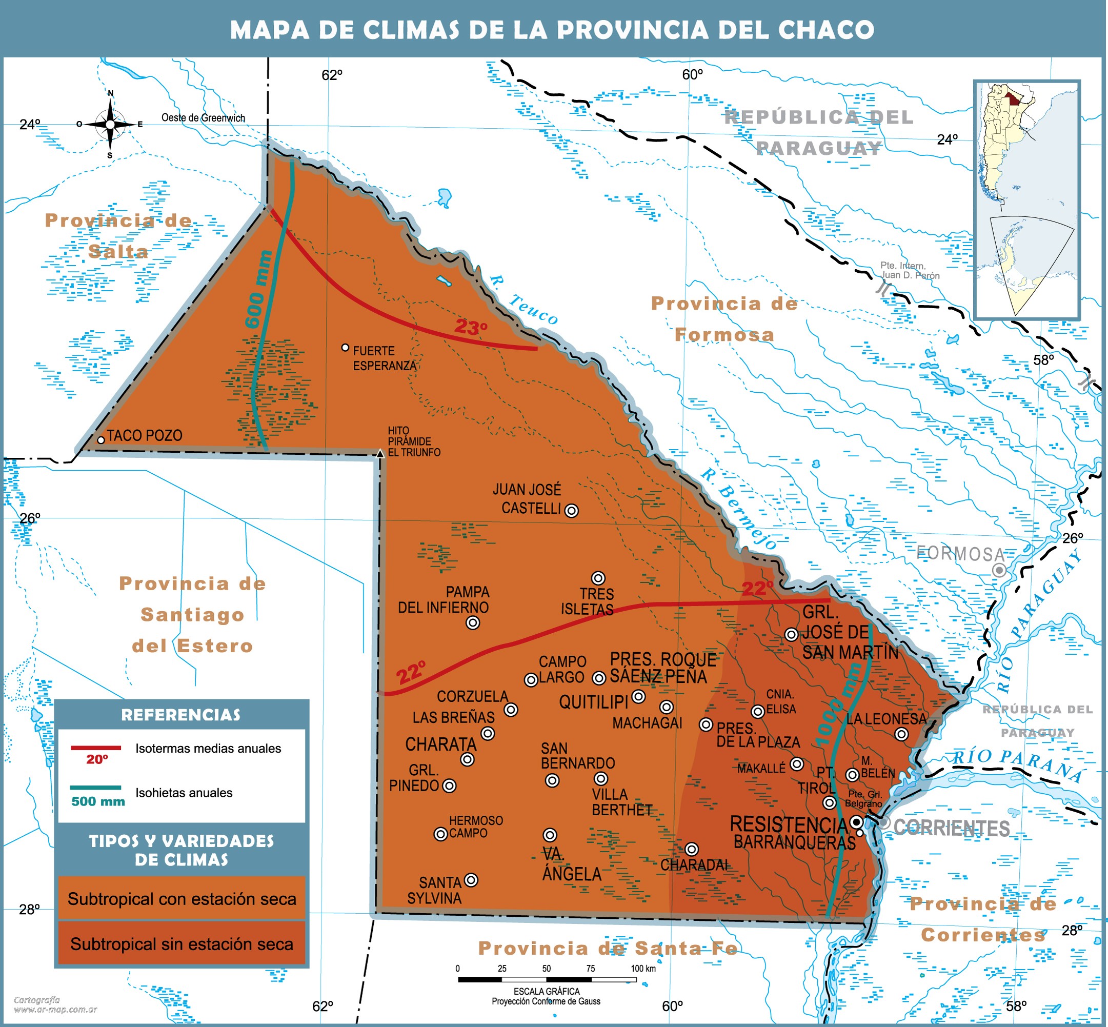 Print priest Prophet Climatic map of the Province of Chaco | Gifex