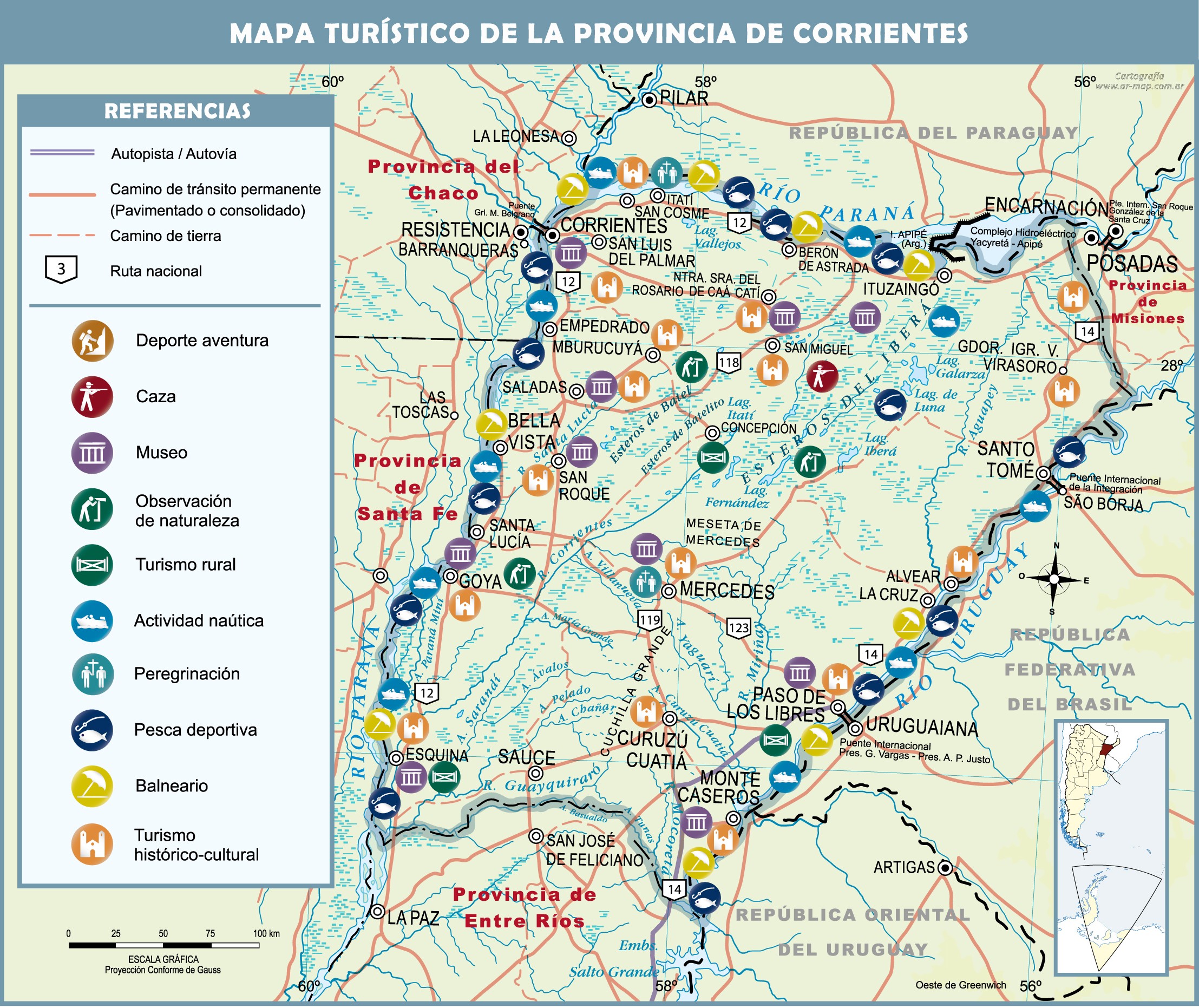 Mapa Turístico De La Provincia De Corrientes Tamaño Completo Ex