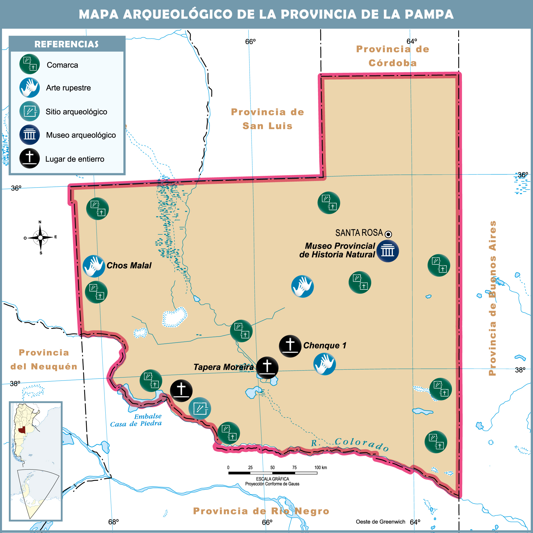 Archaeological map of the Province of La Pampa Gifex