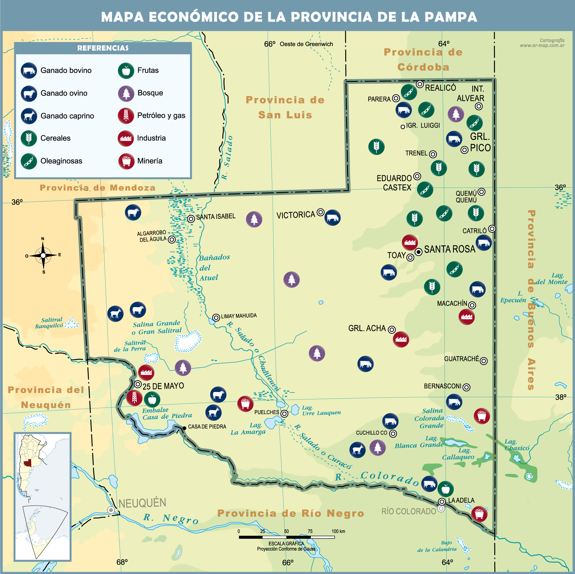 Economic map of the Province of La Pampa | Gifex