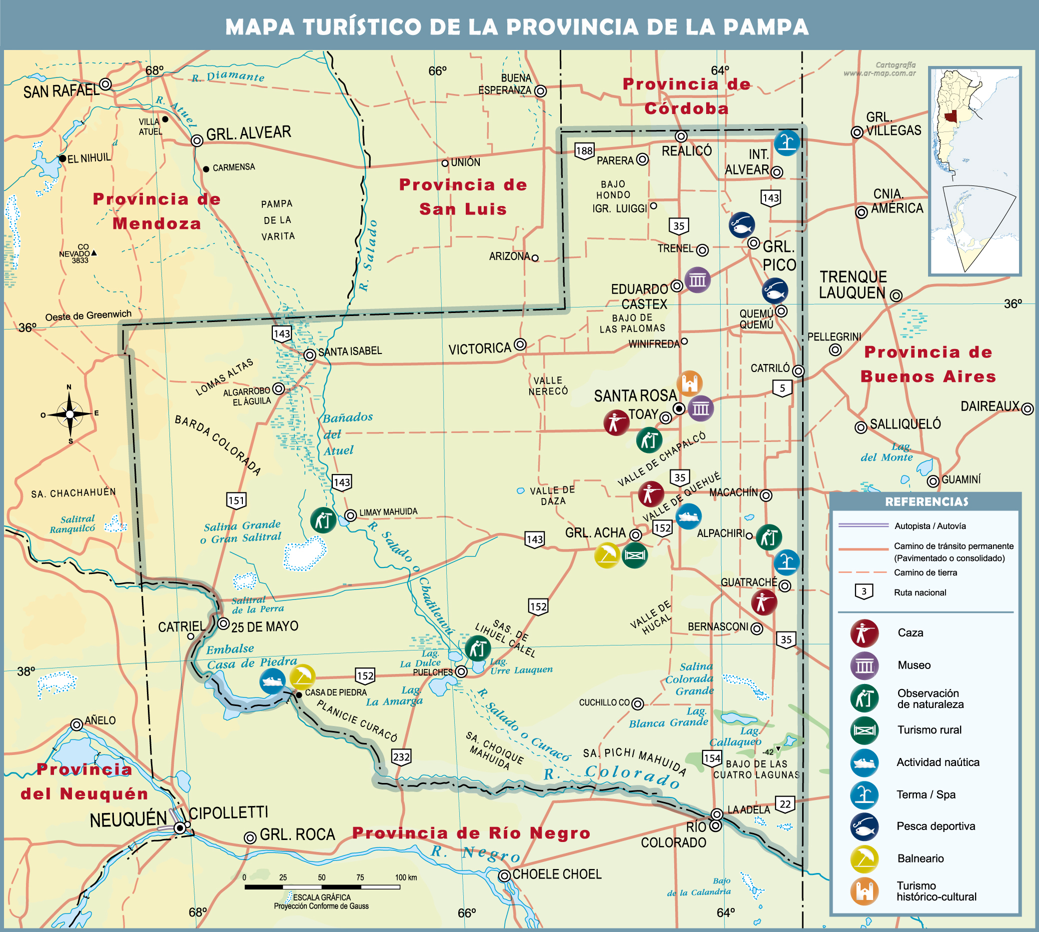 Tourist map of the Province of La Pampa | Gifex