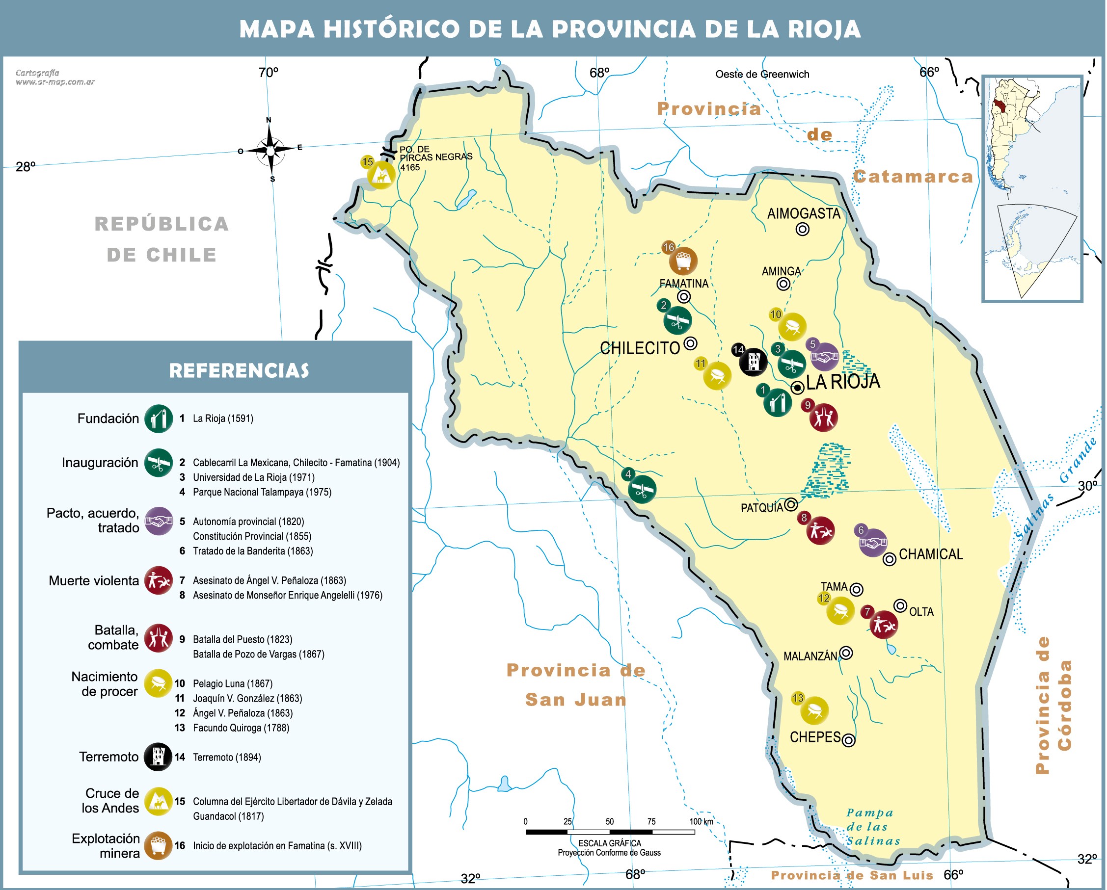 Mapa Histórico De La Provincia De La Rioja Argentina La Rioja Ex