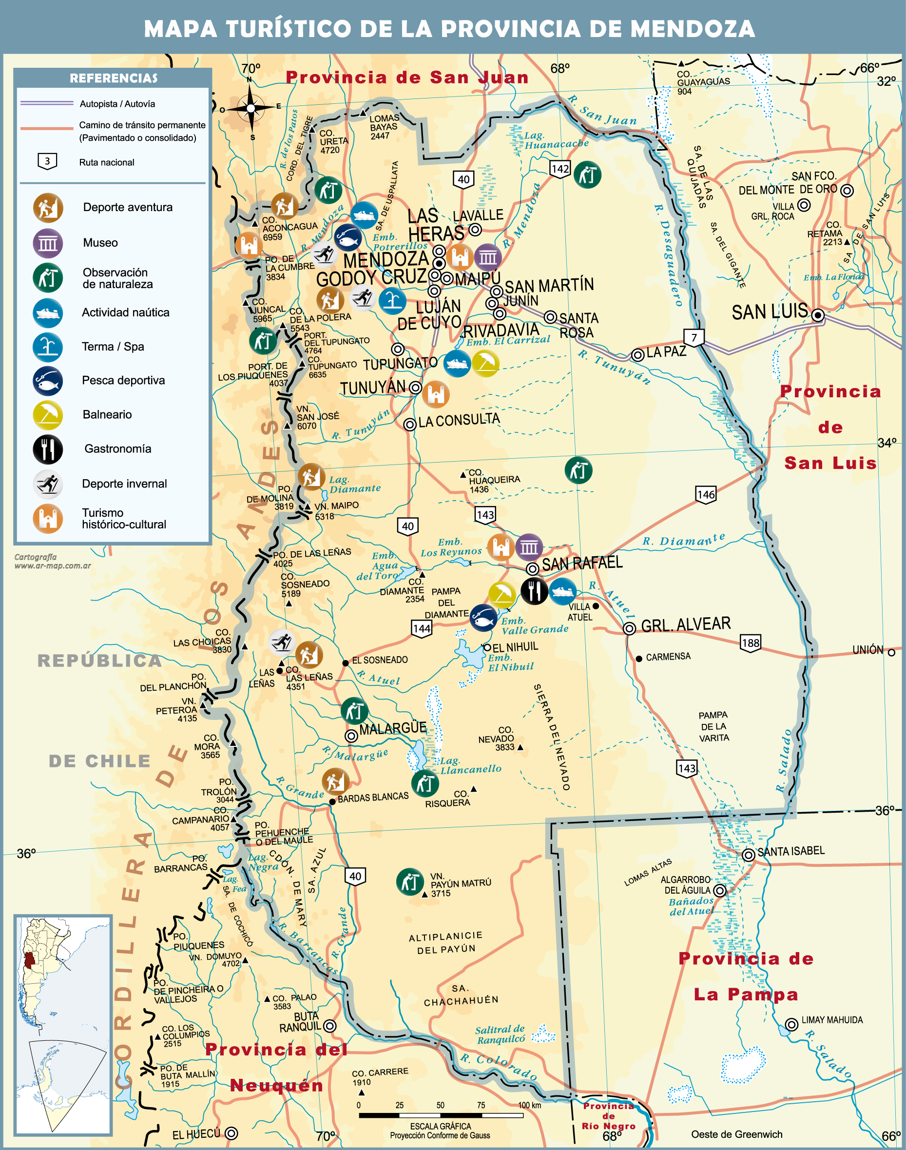 Tourist Map Of The Province Of Mendoza 