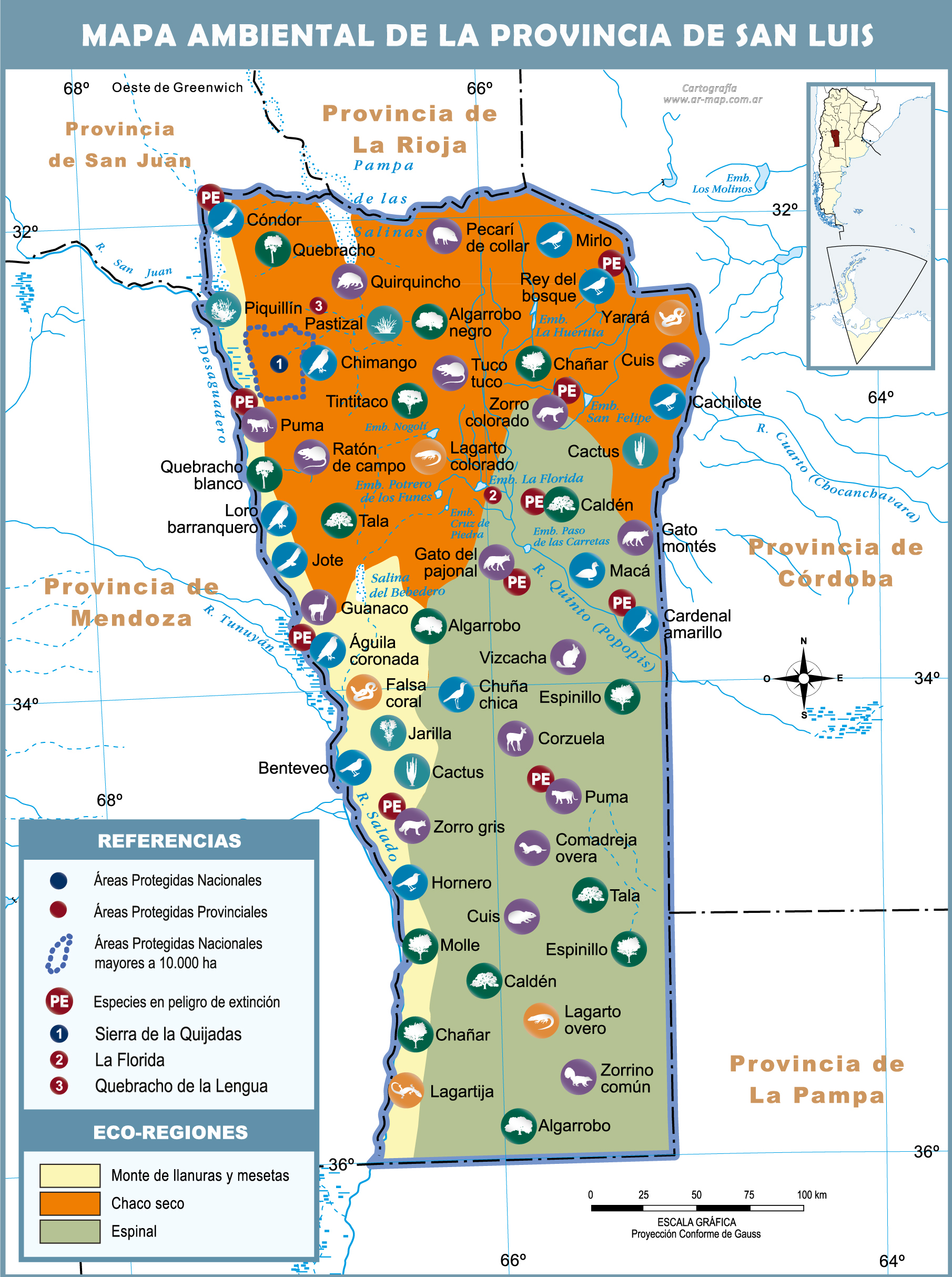 Mapa ambiental de la Provincia de San Luis, Argentina | Gifex