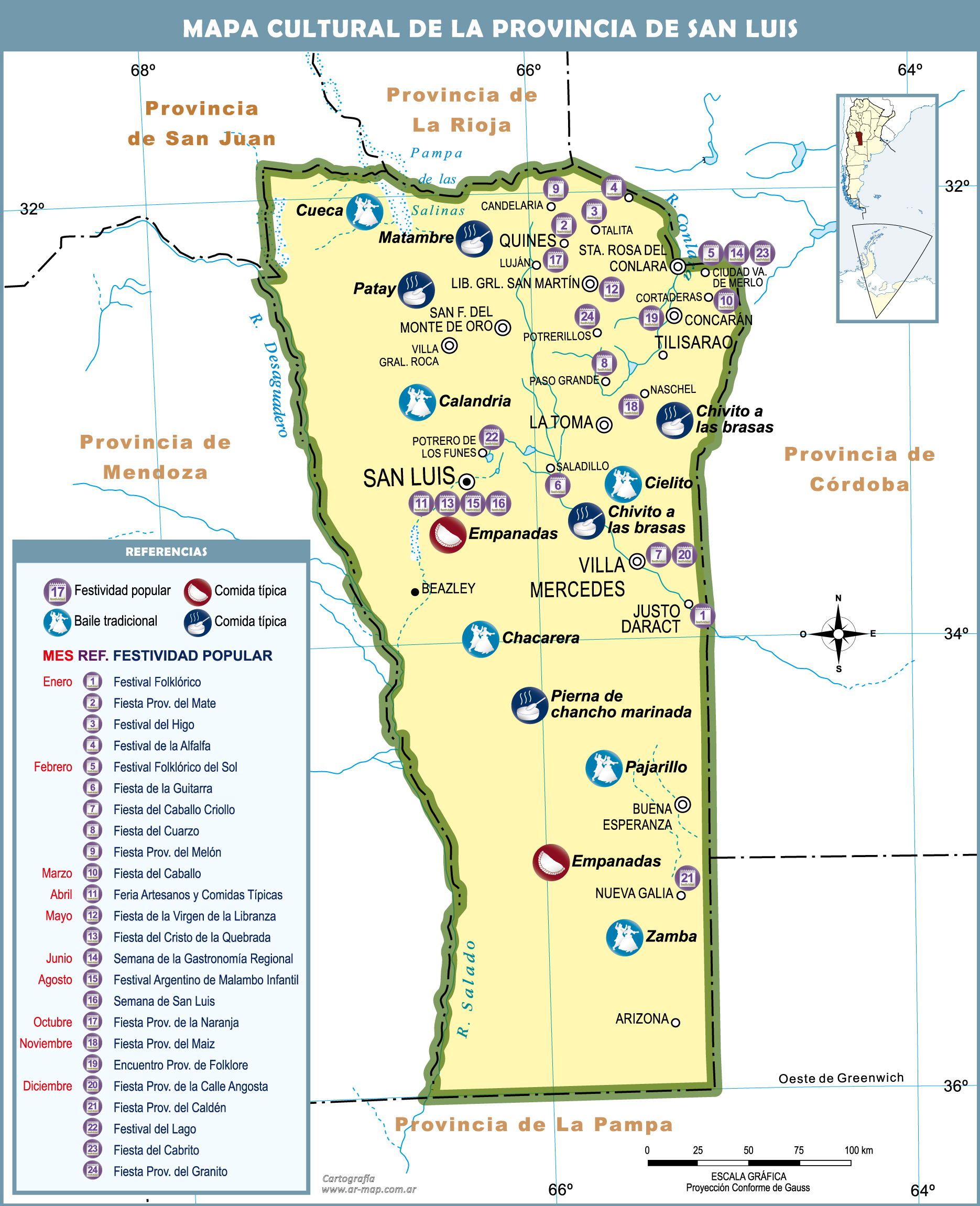 Cultural map of the Province of San Luis, Argentina | Gifex
