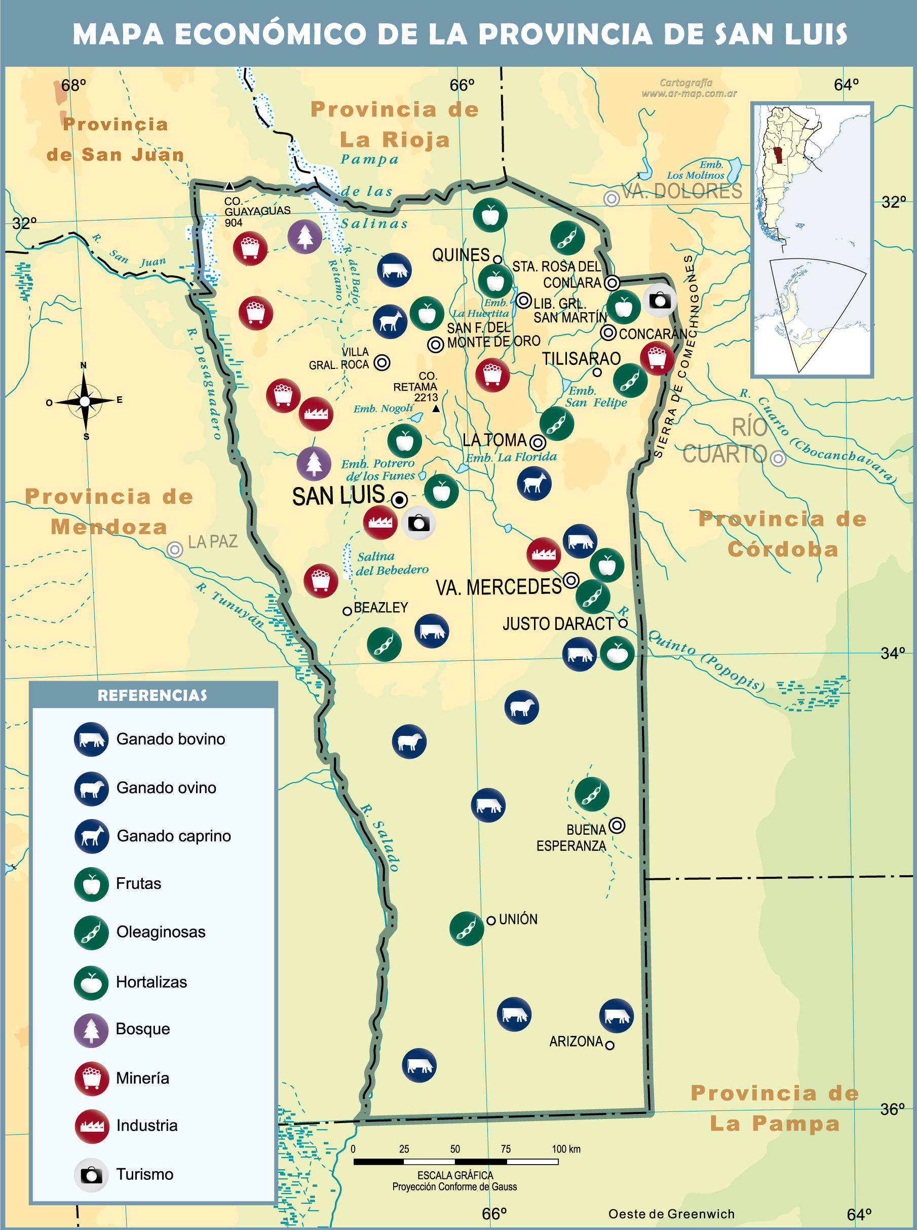 Economic map of the Province of San Luis, Argentina | Gifex
