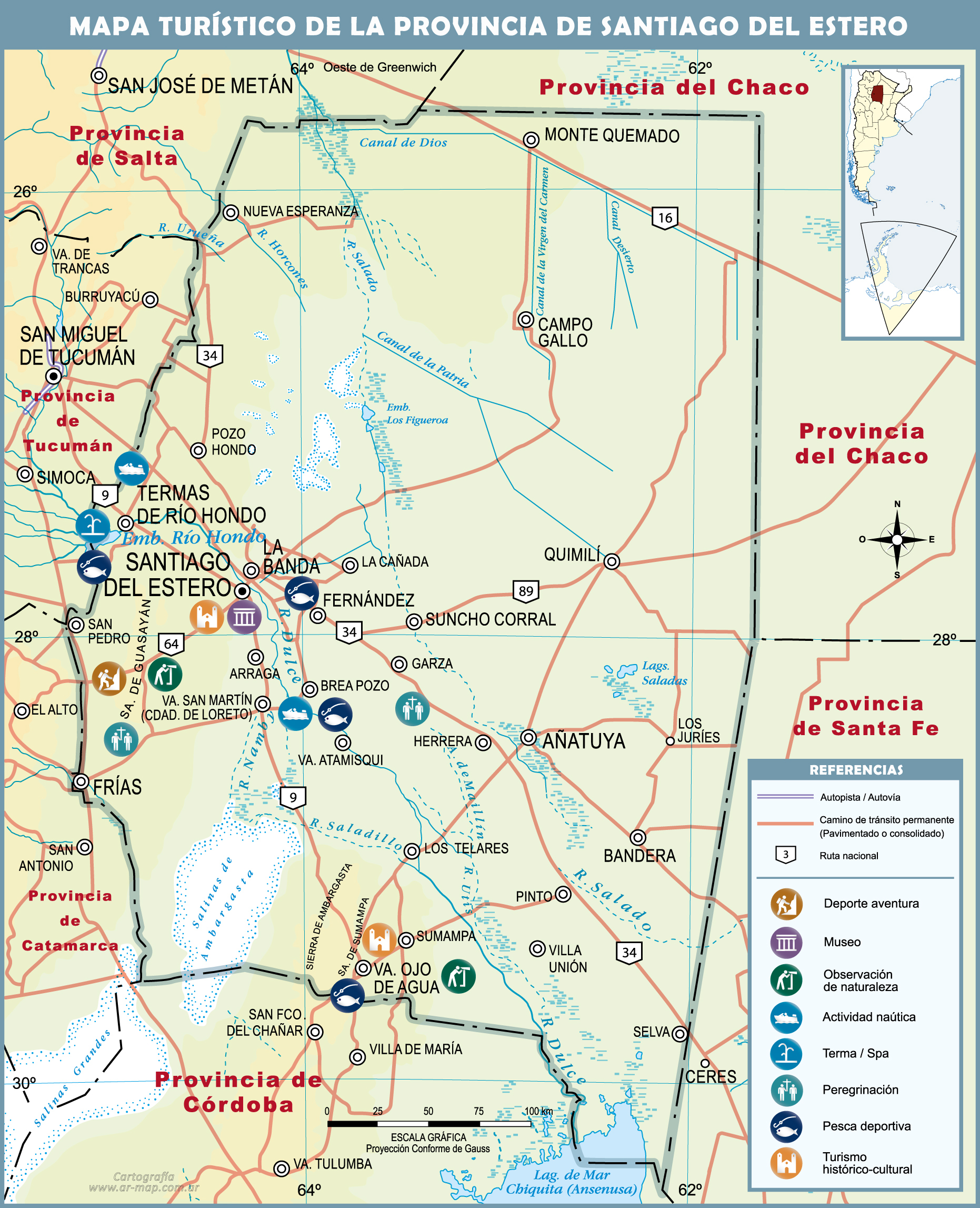 Mapa turístico de la Provincia de Santiago del Estero Gifex