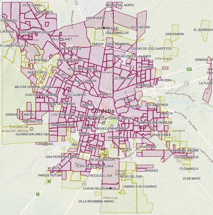 Mapa de la Ciudad de Córdoba, Argentina Tamaño completo Gifex
