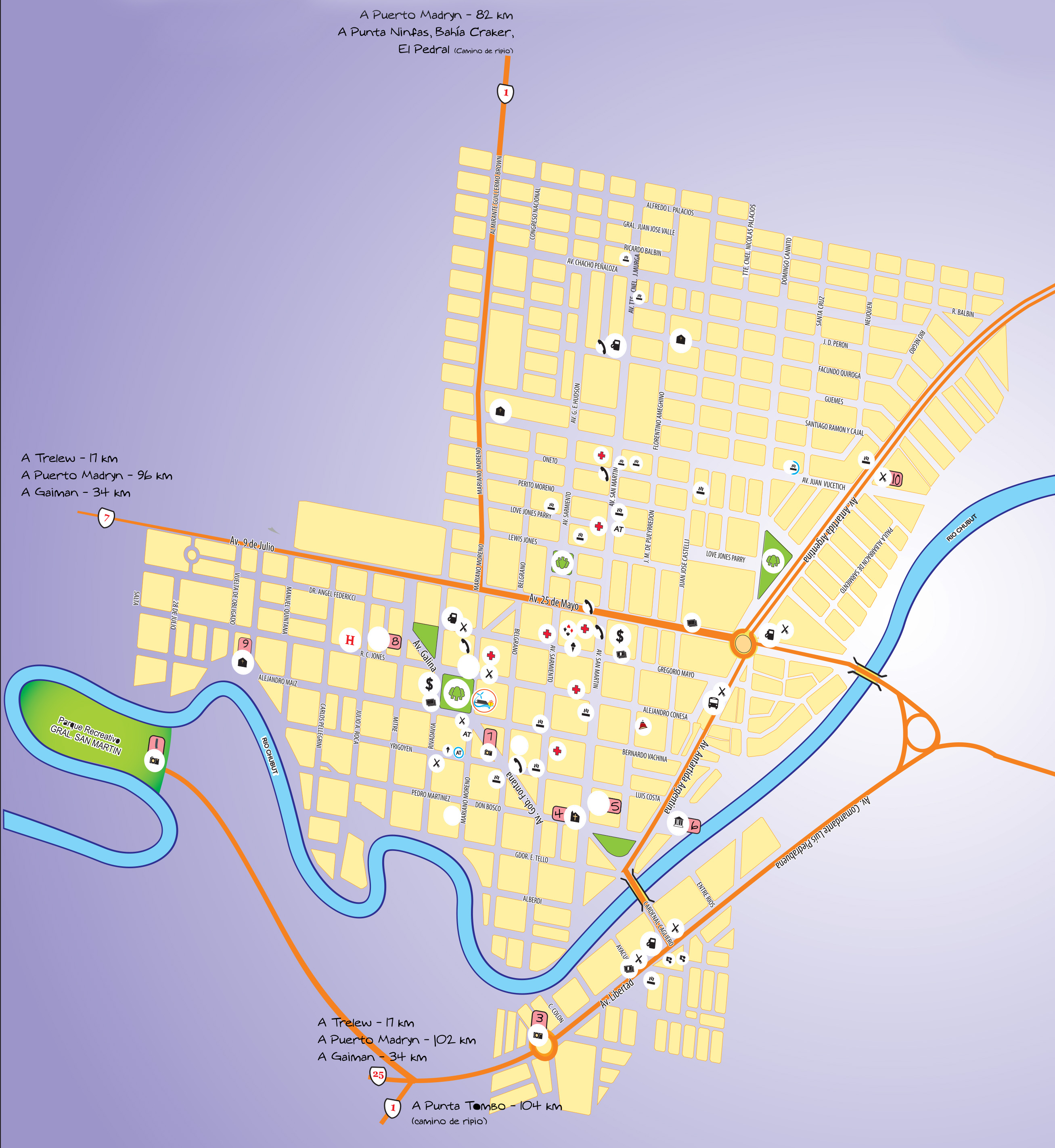 Mapa de la ciudad de Rawson, Chubut, Argentina Tamaño completo Gifex