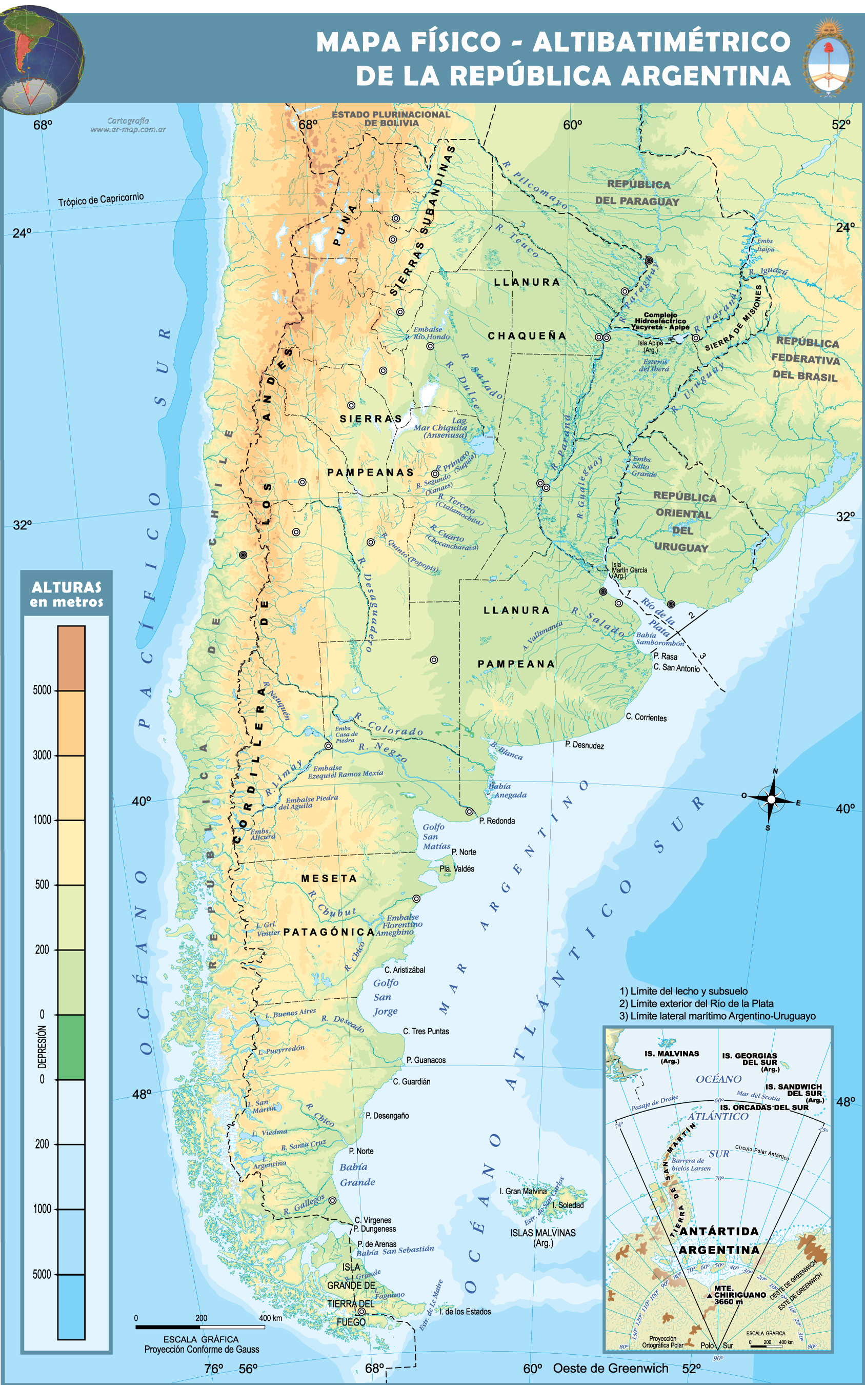 Rivers In Argentina Map Bathymetric Topographic Map Of Argentina 