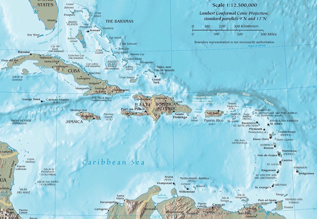 Enajenar Hacia atrás bienestar Mapa Físico del Caribe - Tamaño completo | Gifex