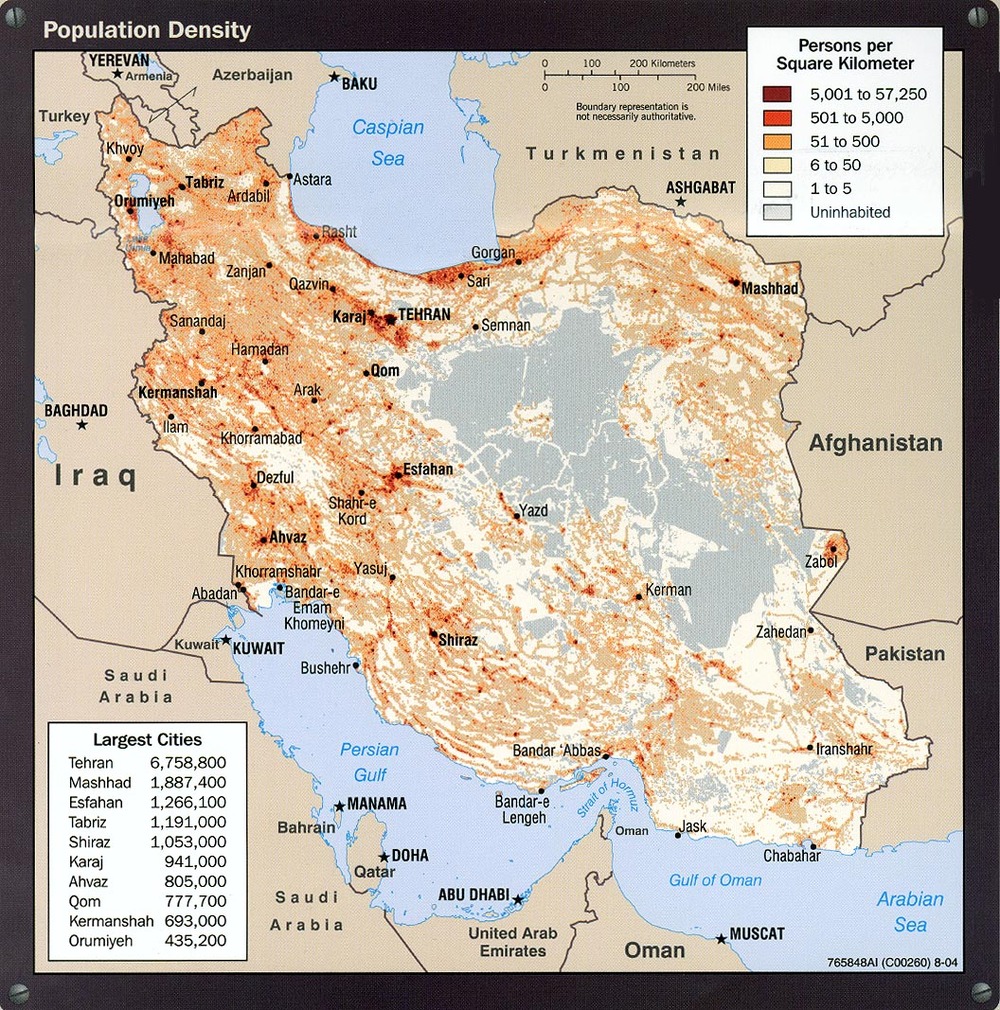 Iran Population Density 2004 Full size Gifex