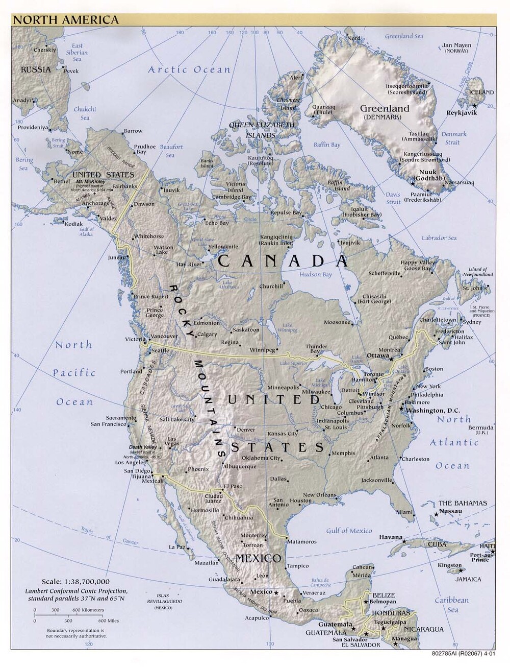 North America Physical Features Map North America Physical Map