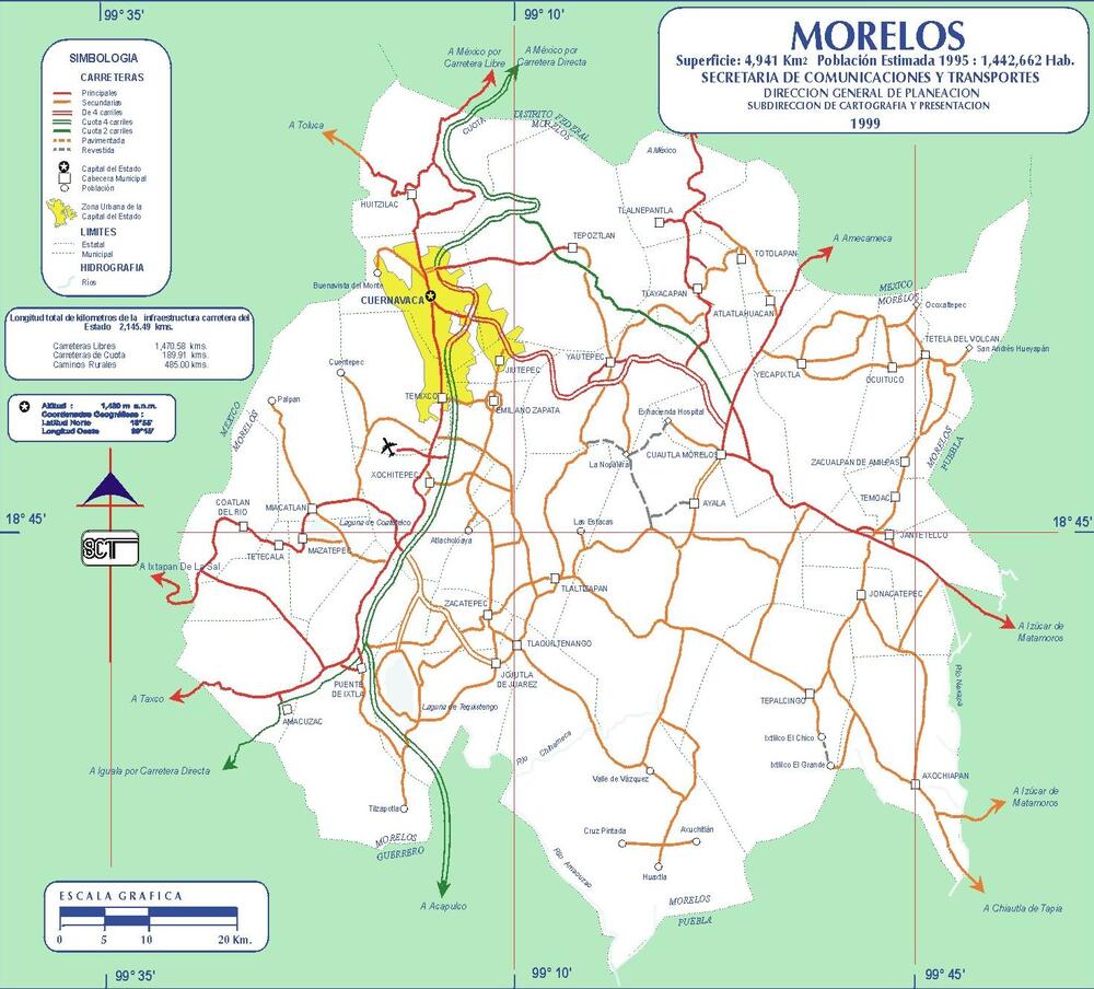 Morelos road map 1999 Full size Gifex