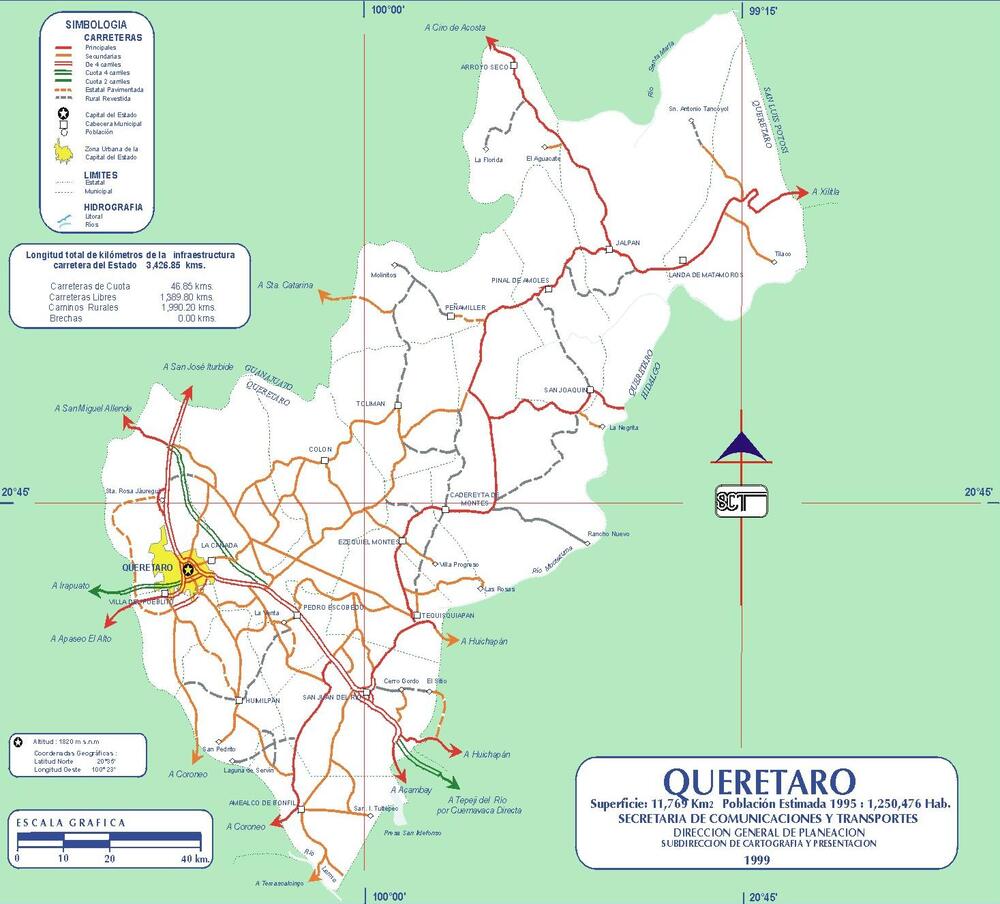 Mapa de carreteras de Querétaro Tamaño completo Gifex