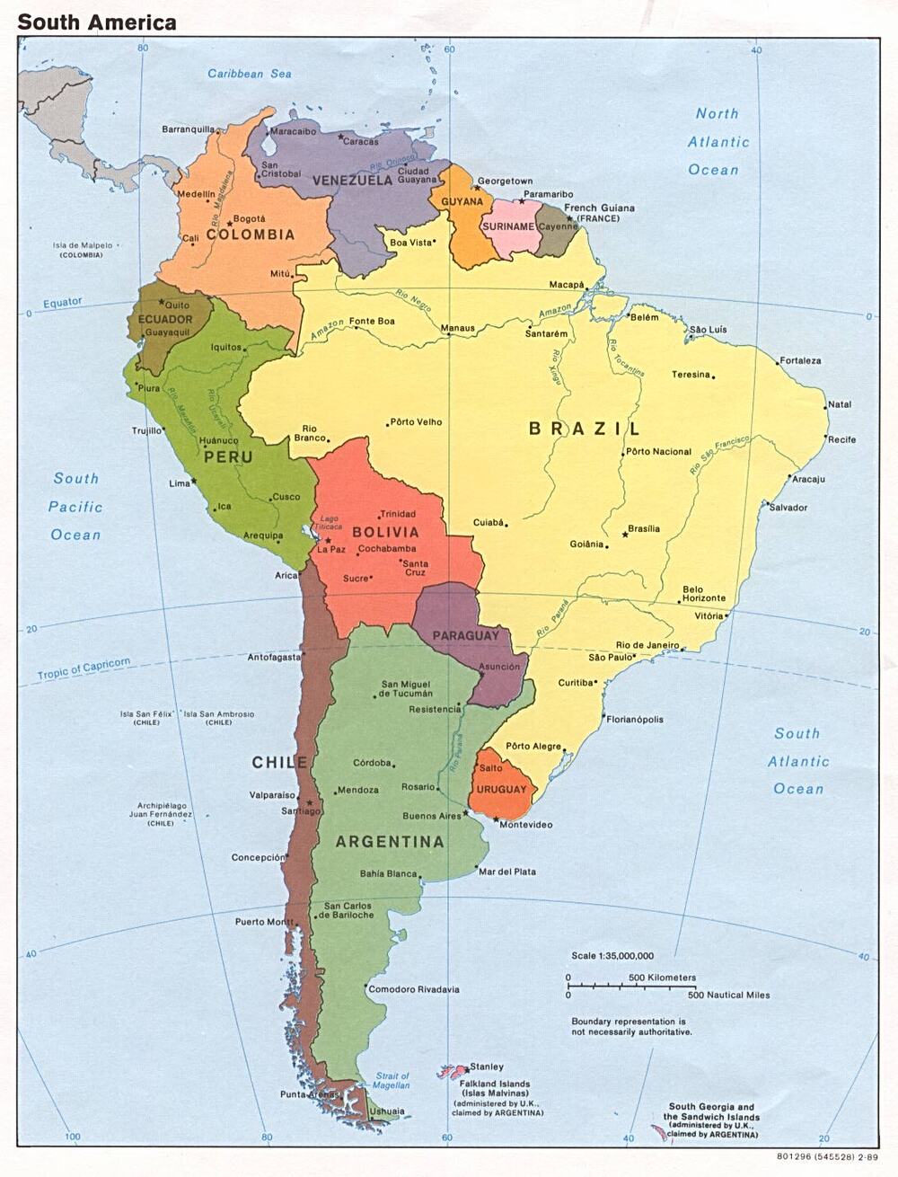 Mapa Pol tico de Am rica del Sur - Mapa Politico De America Del Sur
