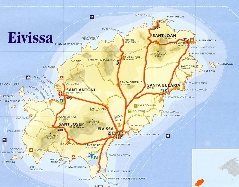 San Carlos Ibiza Map Ibiza Island Road Map - Full Size | Gifex