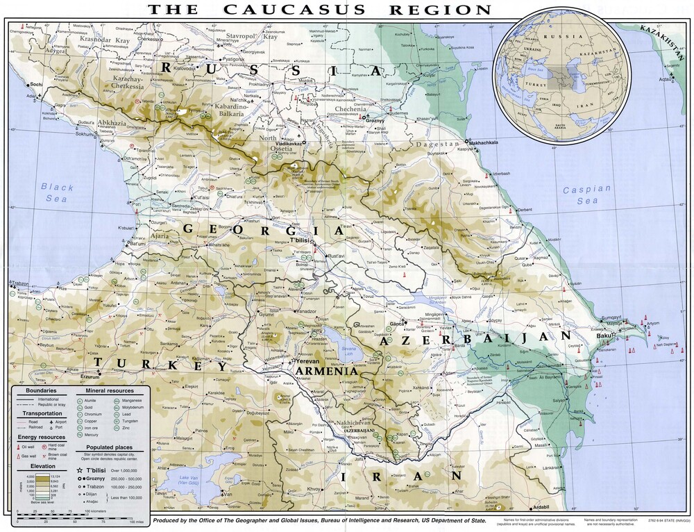 Caucasus physical map - Full size | Gifex