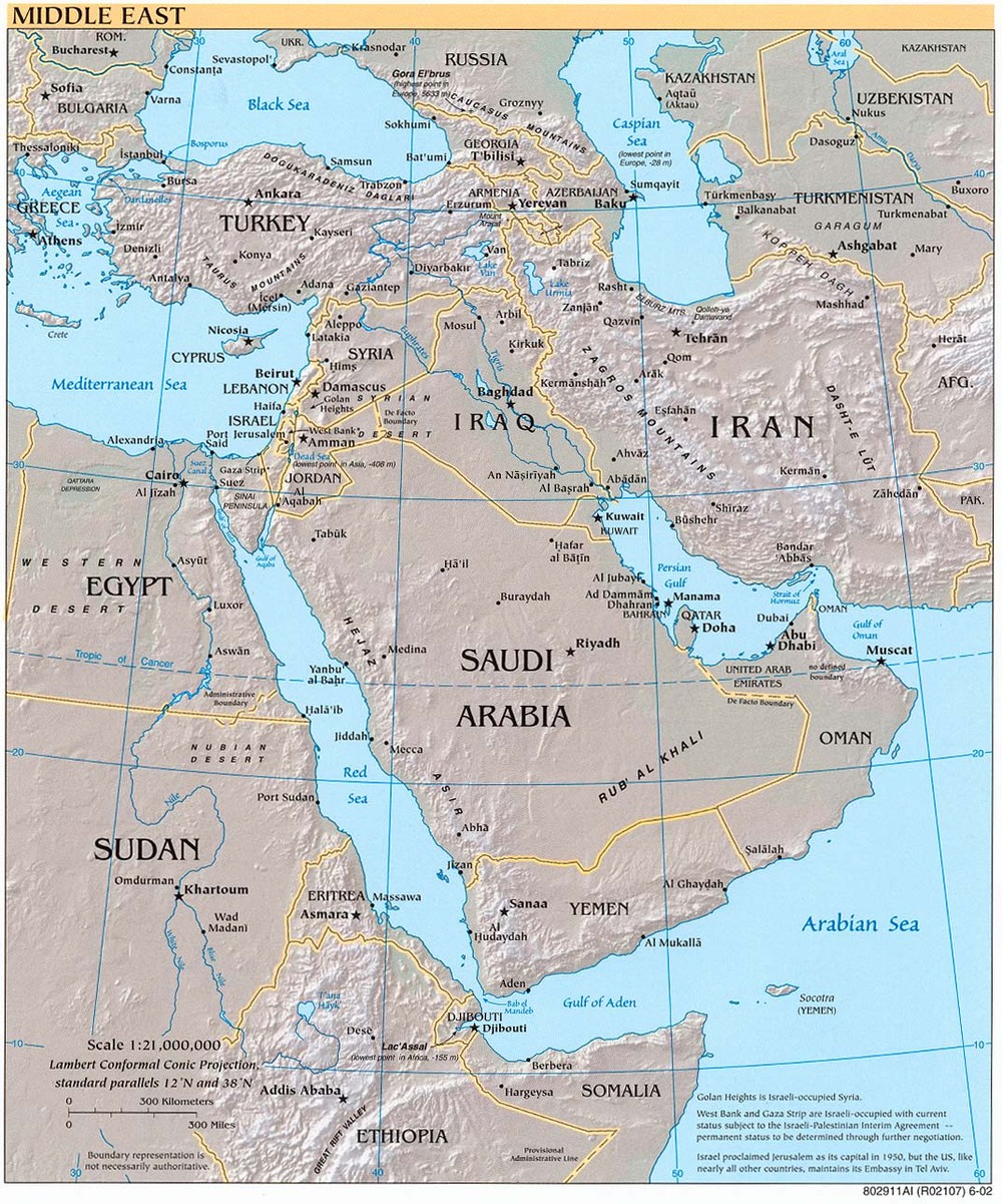 Middle East Physical Map - Full Size | Gifex