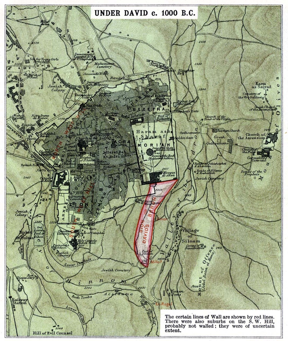 Map of Jerusalem Under David c. 1000 B.C. Full size Gifex