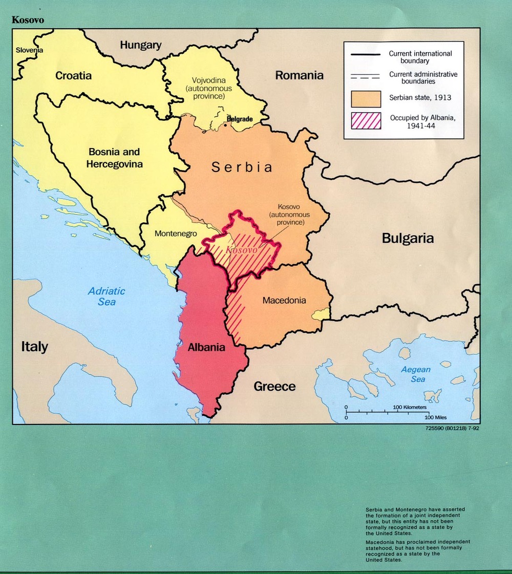 Kosovo Historical Borders Map 1913 1992 Full size Gifex