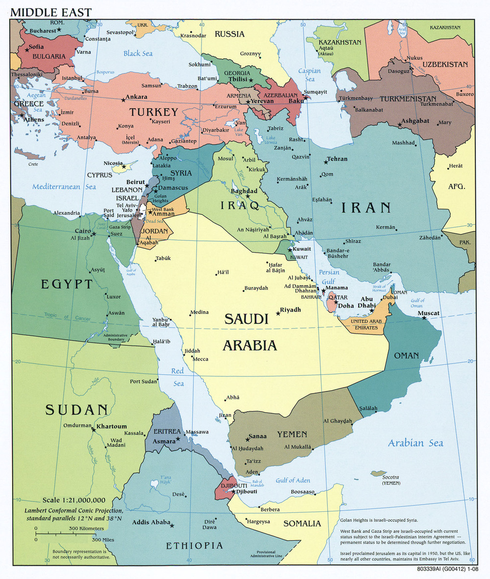 Mapa de Oriente Medio - Tamaño completo | Gifex