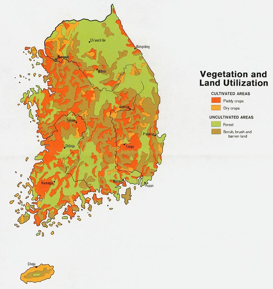 South Korea Land Utilization and Vegetation 1973 Full size Gifex