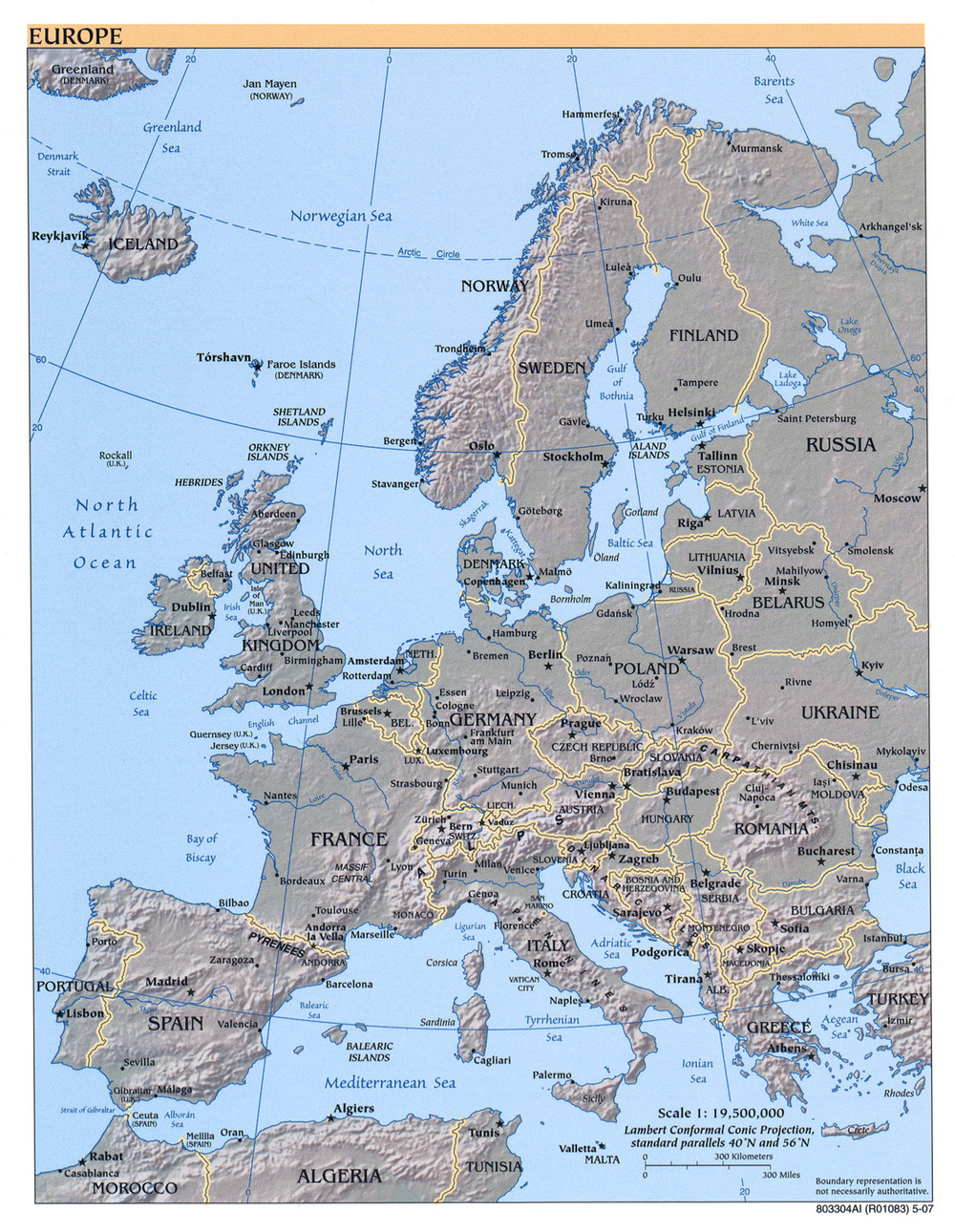 Europe Physical Map Islands Europe Physical Map