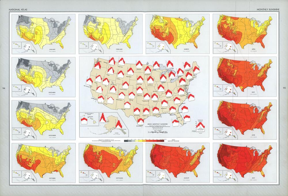 United States Monthly Sunshine - United States Monthly Sunshine Map 