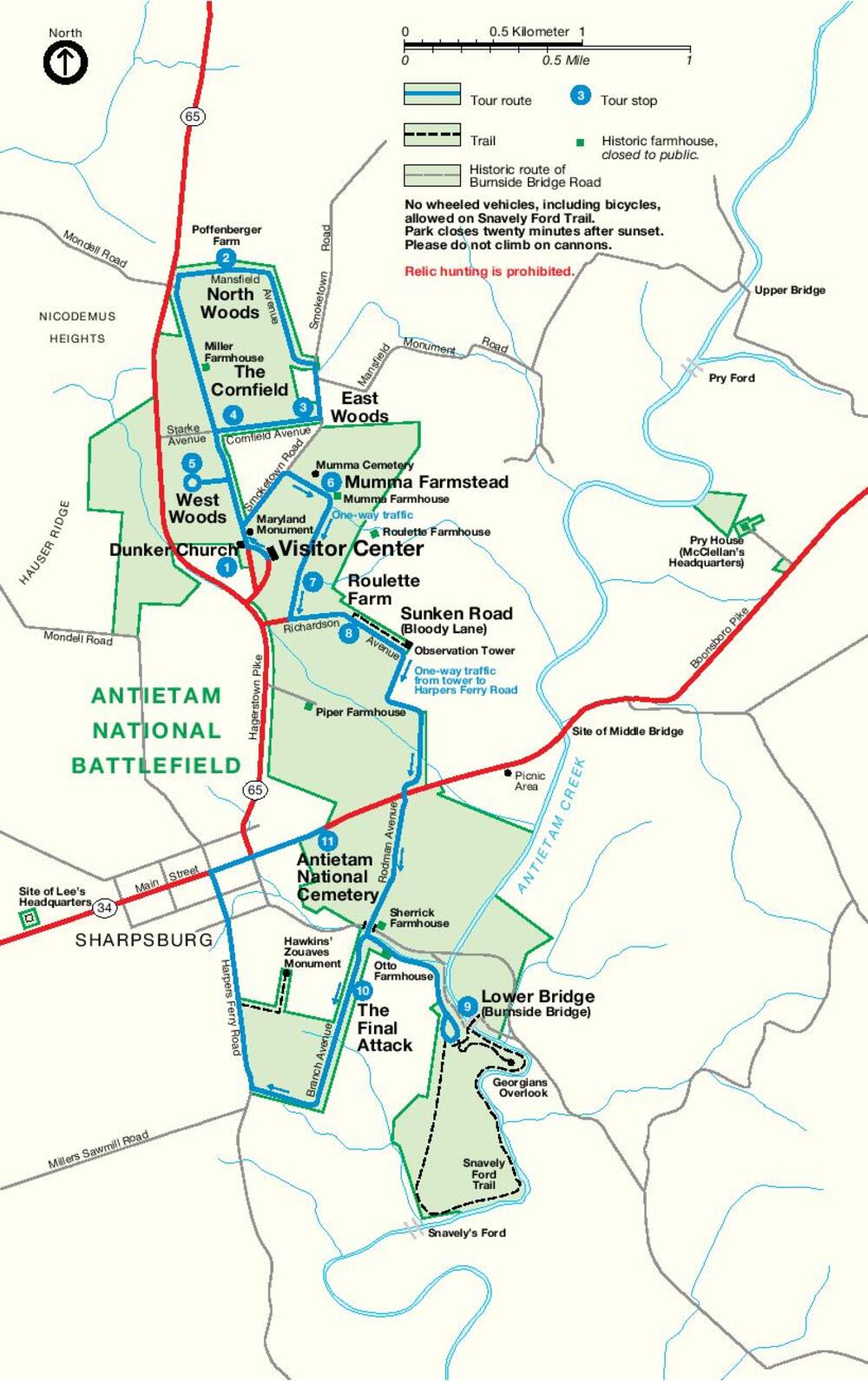Park Map of Antietam National Battlefield - Park Map Of Antietam National Battlefield 