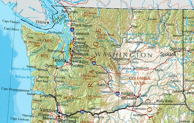 Physical Map Of Washington Washington Physical Map - Full Size | Gifex