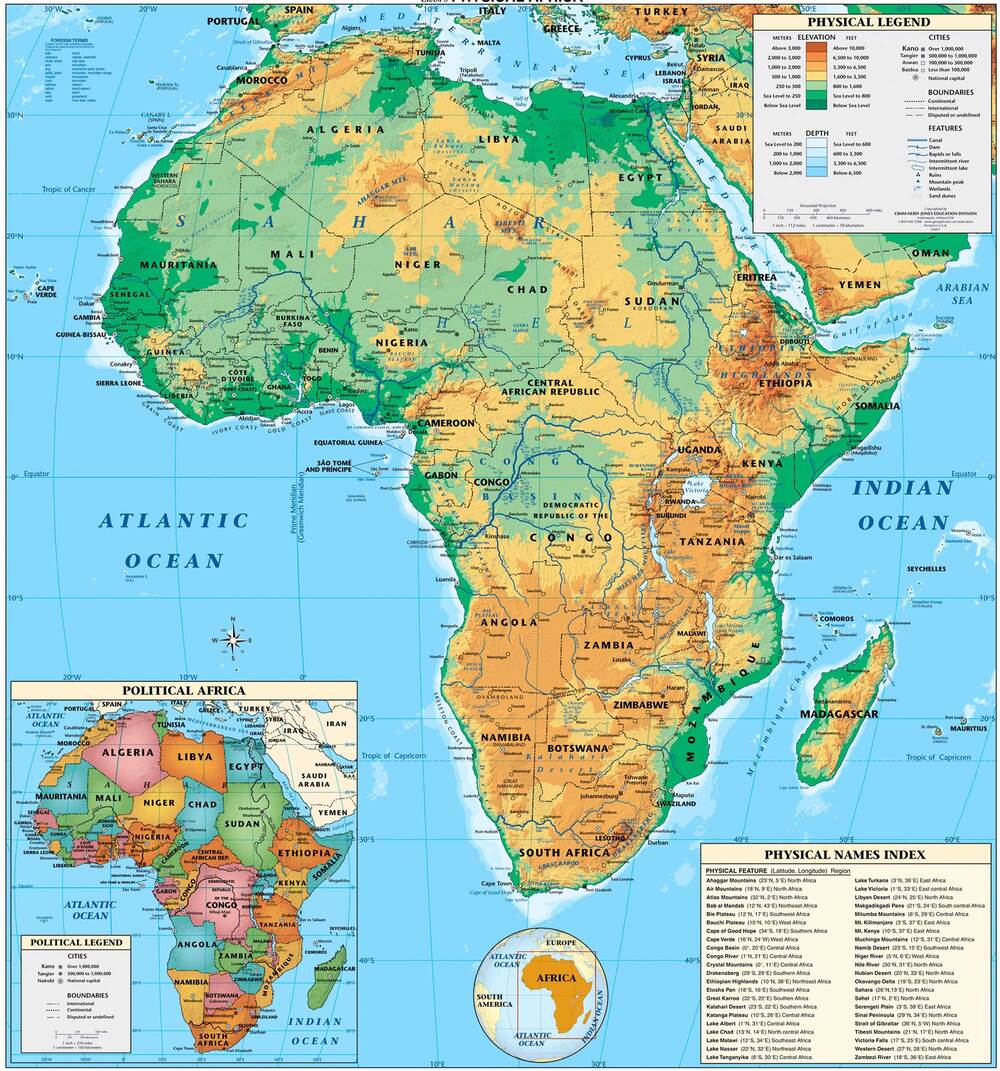 a-map-of-africa-physical-map-of-world