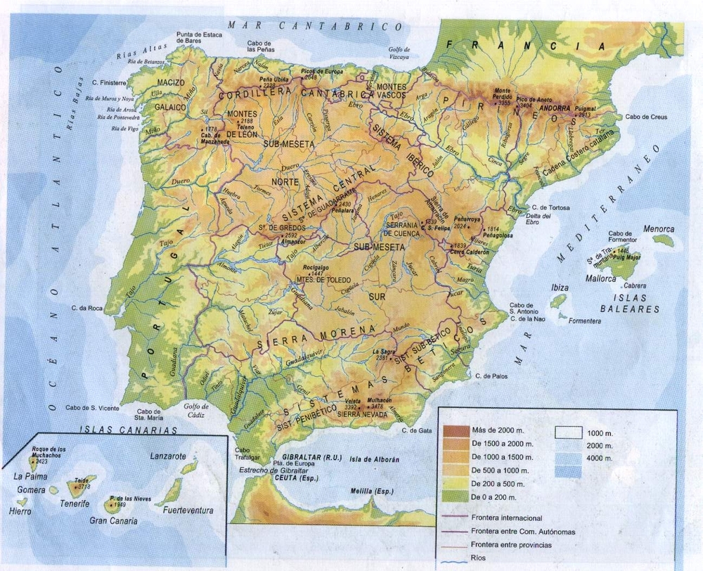 Mente Oh Melodía Fisico Mapa De España Par Deseable Excavación