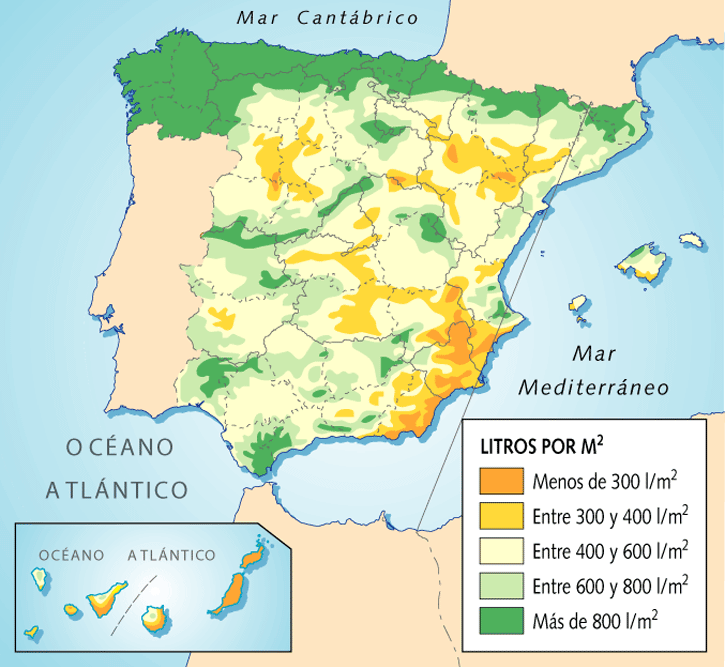 Precipitaciones anuales en España - Tamaño completo | Gifex