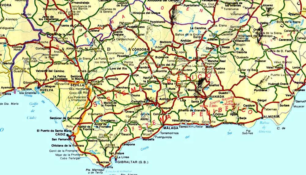 Mapa de carreteras de Andalucía Tamaño completo Gifex