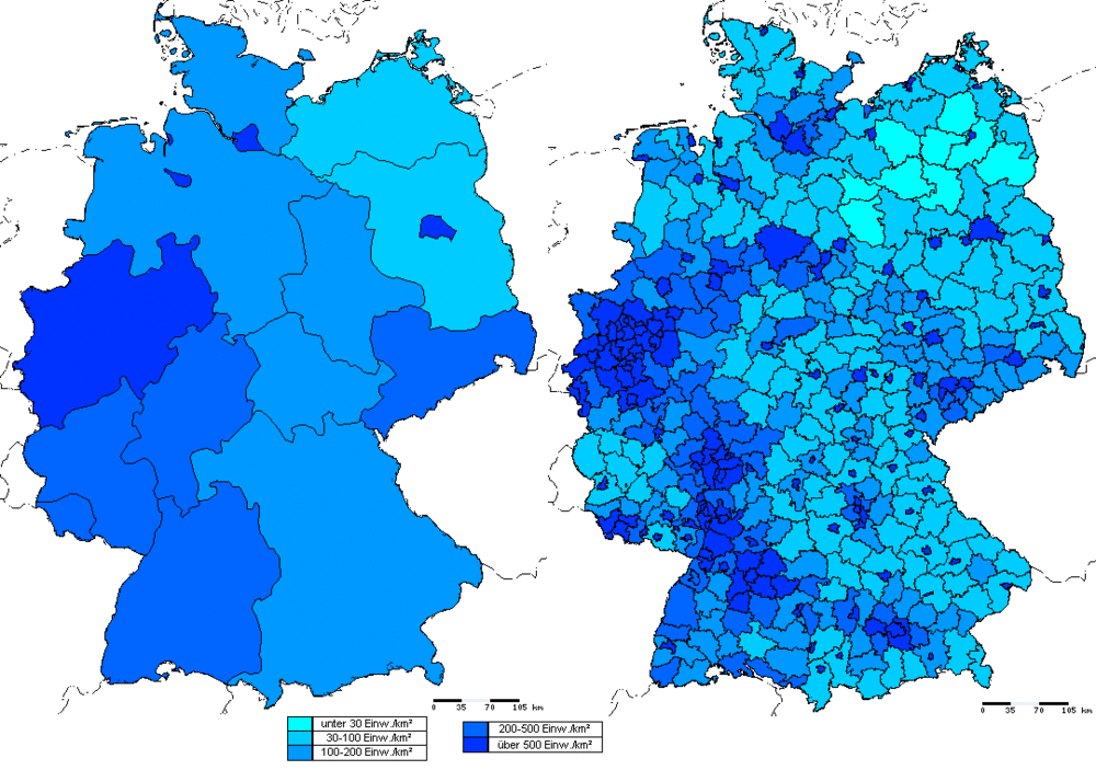 Densidad de población en Alemania Tamaño completo Gifex