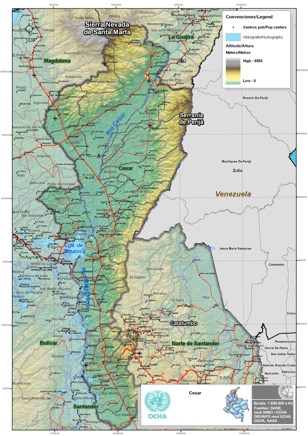 Physical map of Cesar - Full size | Gifex