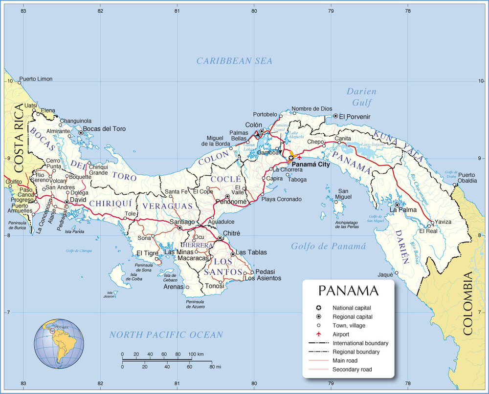 Mapa político de Panamá - Tamaño completo | Gifex