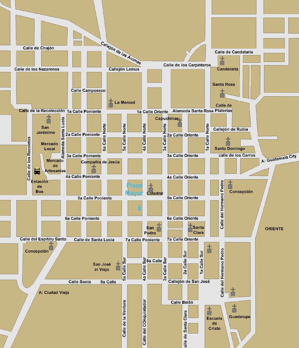 Mapa de Antigua Guatemala Tamaño completo Gifex