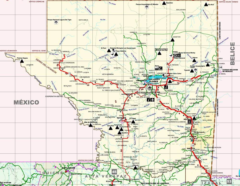 Map of Petén Full size Gifex