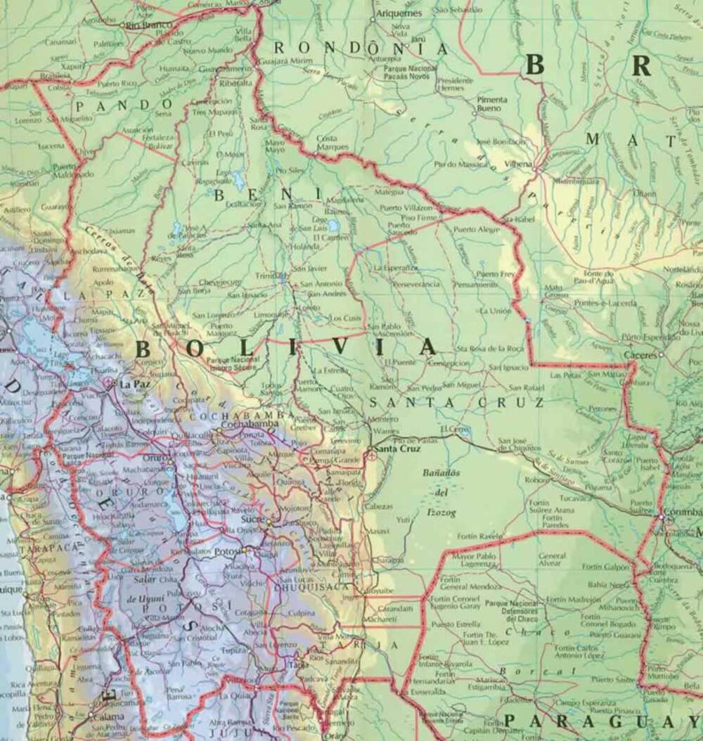 Bolivia Physical Maps Physical Map Of Bolivia