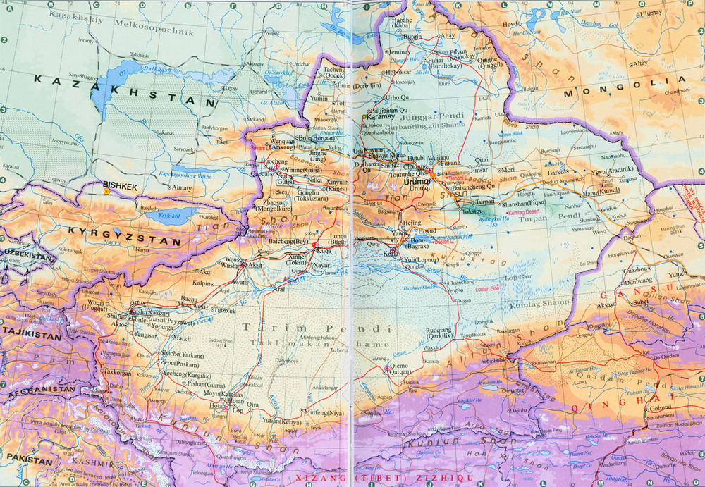 Pamir Mountains Physical Map Physical Map Of Xinjiang China