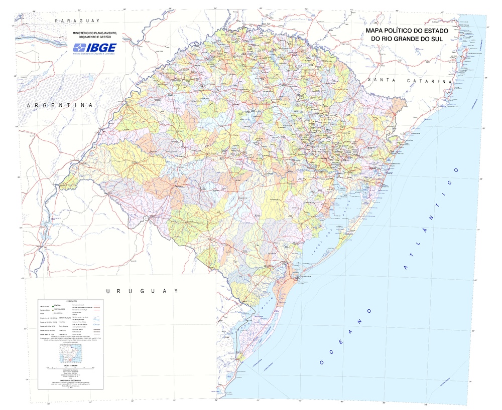 Political Map Of The State Of Rio Grande Do Sul Brazil Full Size Gifex