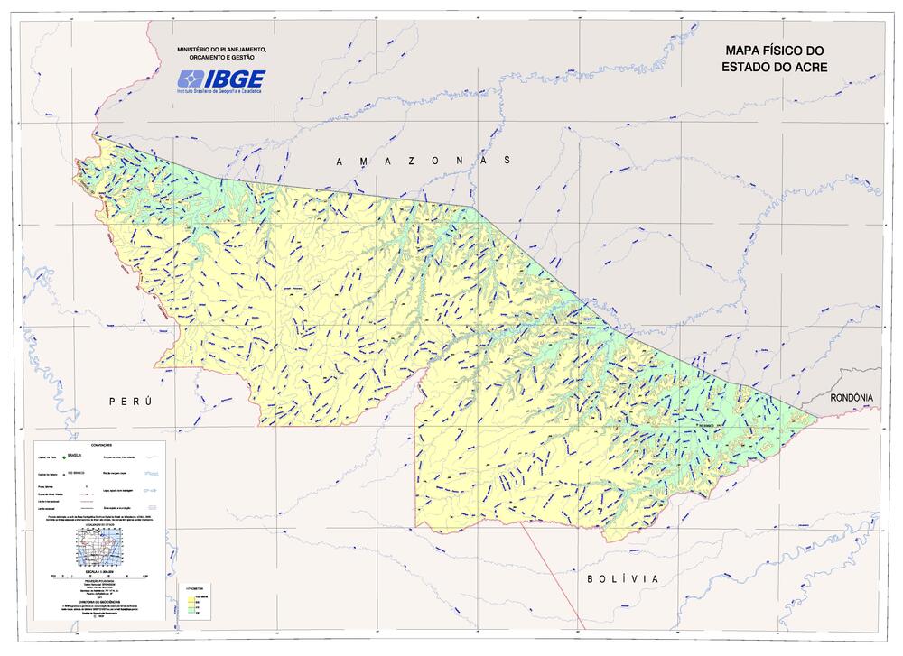 Mapa físico del Estado del Acre Tamaño completo Gifex