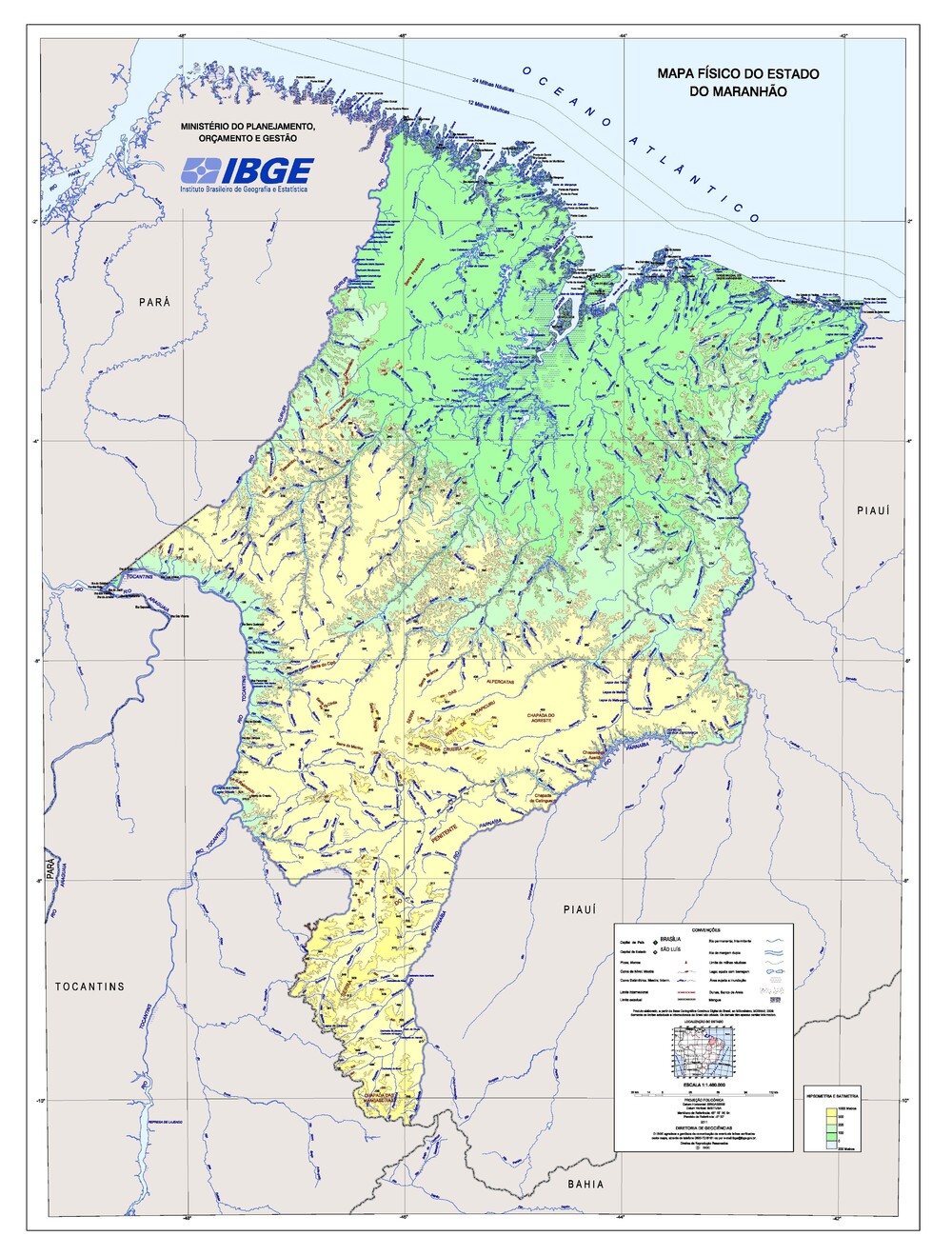 Mapa físico del Estado del Maranhão Tamaño completo Gifex
