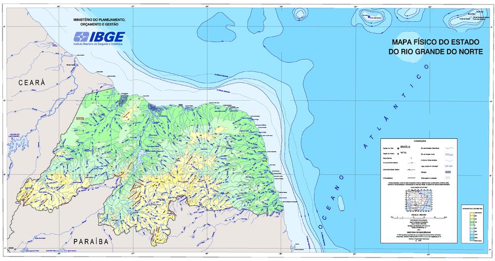 Physical Map Of The State Of Rio Grande Do Norte Brazil Full Size Gifex