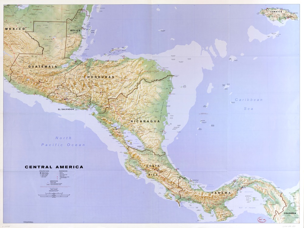 Mapa Físico de América Central - Tamaño completo | Gifex