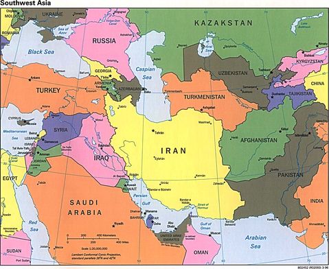 karta europe i azije Southwest Asia Political Map 1996 karta europe i azije