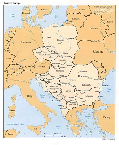 eastern europe political map 1993