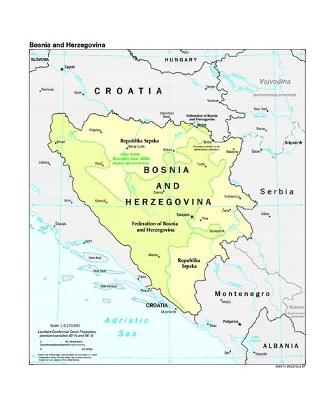 Bosnia and Herzegovina Political Map 1997 | Gifex